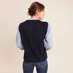 T-shirt 2 en 1 col tunisien manches 3/4 bleu marine femme