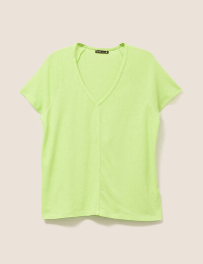 T-shirt tresse manches courtes vert anis femme