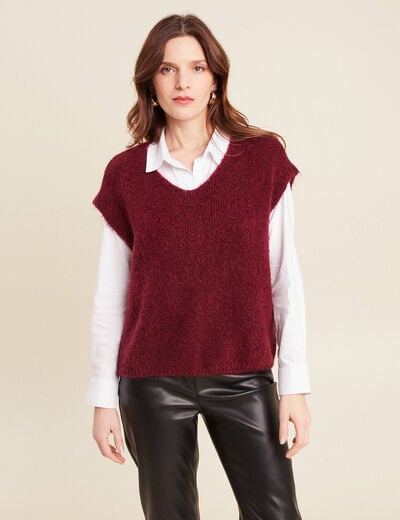 Pull sans manches bordeaux femme