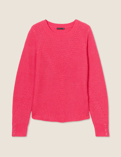 Pull manches longues rose framboise femme