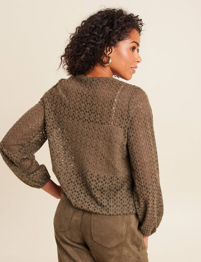 Blouse manches longues vert kaki femme