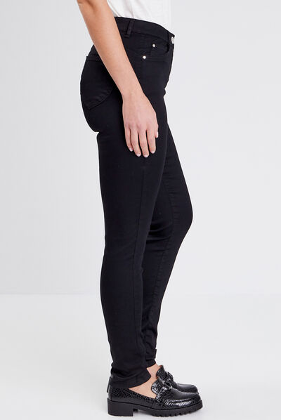 Pantalon léger taille haute long noir femme