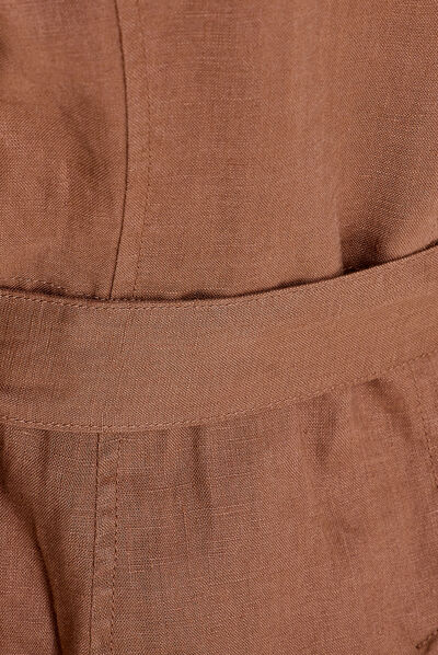 Veste droite ceinturée marron femme