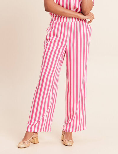 Pantalon fluide et large taille standard rose fushia femme