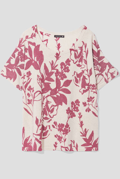 Pull manches courtes bordeaux femme