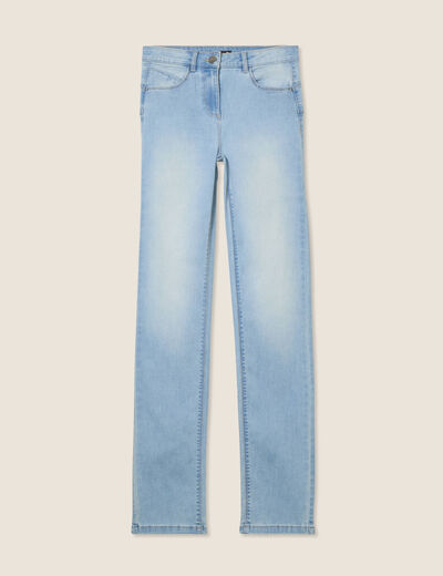 Jean coupe ajust&eacute;e long denim baby bleu femme