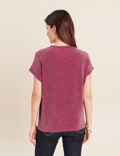 T-shirt manches courtes rouge fonc&eacute; femme