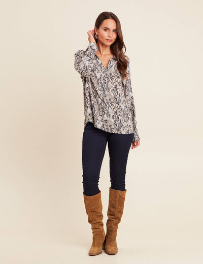 Blouse fluide manches longues beige femme