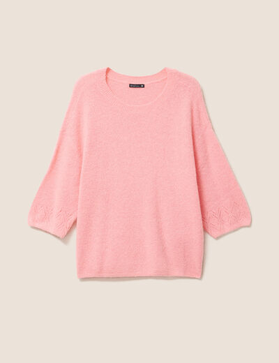Pull manches coudes rose femme