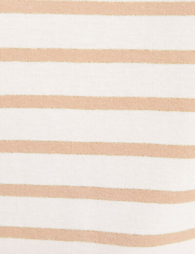 T-shirt col rond marron clair femme