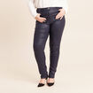 Pantalon iris&eacute; en similicuir bleu fonc&eacute; femme