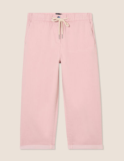 Pantacourt large taille haute rose pastel femme