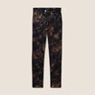 Pantalon ajust&eacute; taille haute denim noir enduit femme