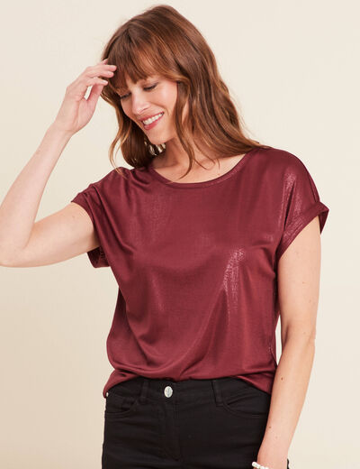 T-shirt manches courtes bordeaux femme