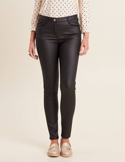 Pantalon magique L'Unique enduit noir femme