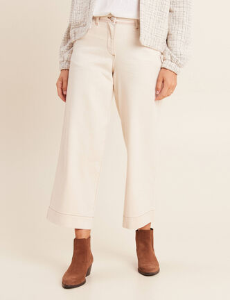 Jean large taille haute 7/8ème ivoire femme