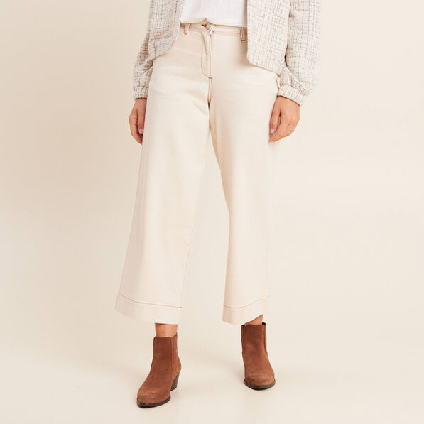 Jean large taille haute 7/8ème ivoire femme