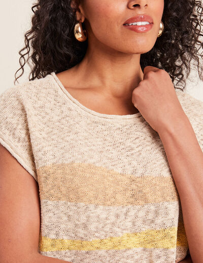 Pull sans manches beige femme