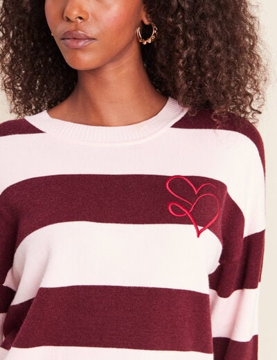 Pull col rond bordeaux femme