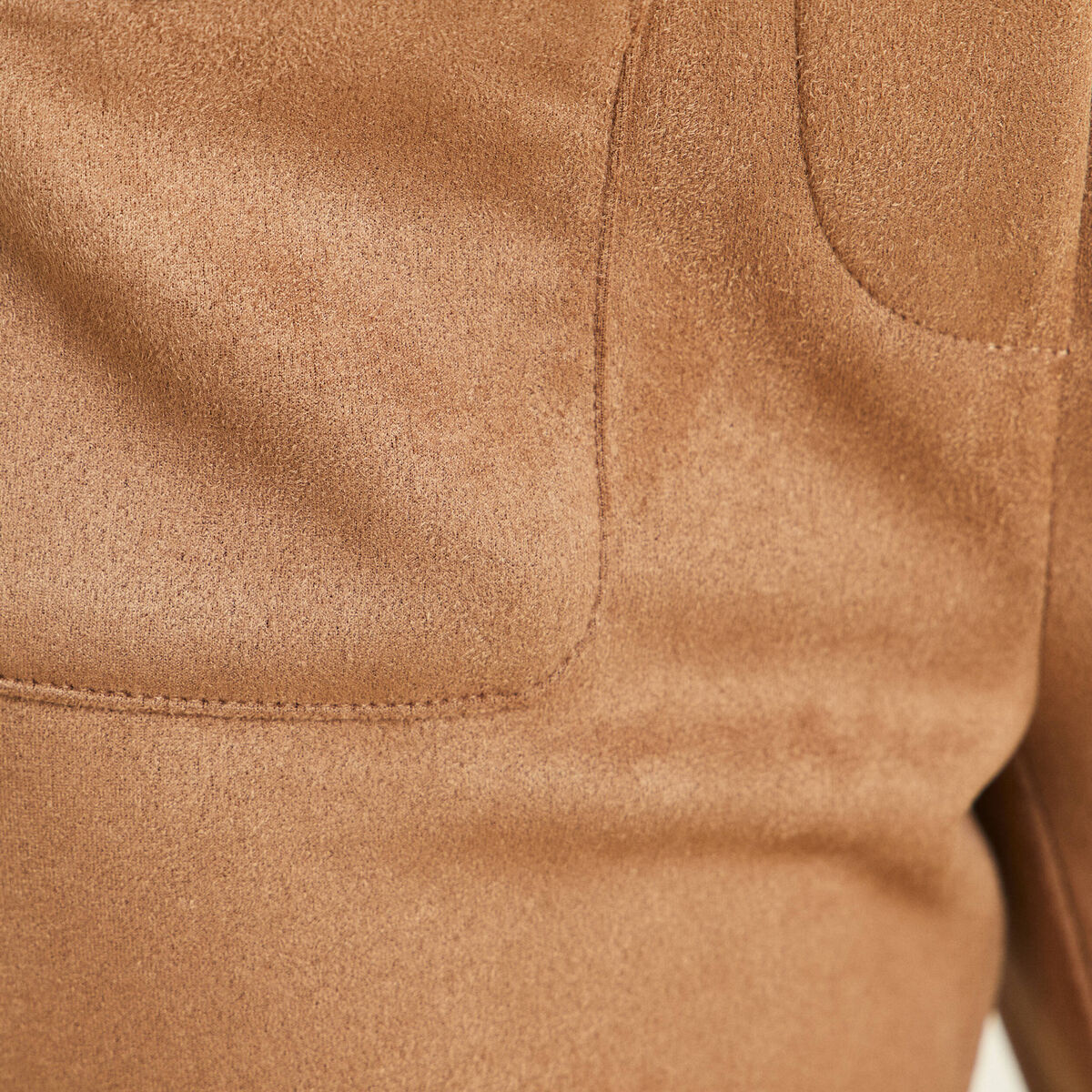 Pantalon aspect daim marron femme