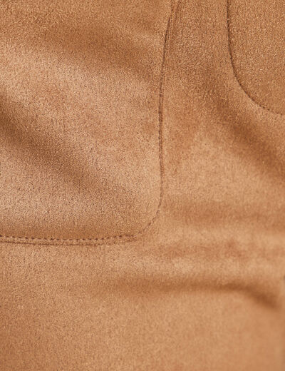 Pantalon aspect daim marron femme