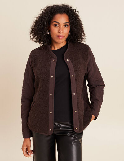 Parka cintr&eacute;e 4 en 1 avec capuche marron fonc&eacute; femme