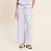 Pantalon large taille haute bleu femme
