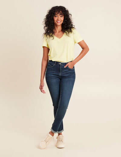 Jeans ajusté taille standard 7/8ème denim brut femme