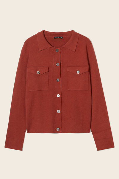 Pull manches longues marron cognac femme