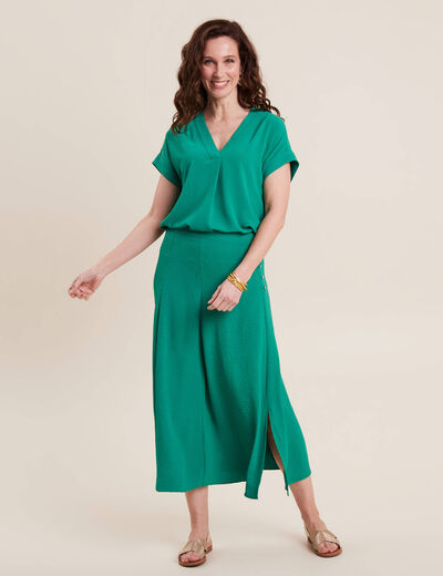 Blouse manches courtes vert émeraude femme