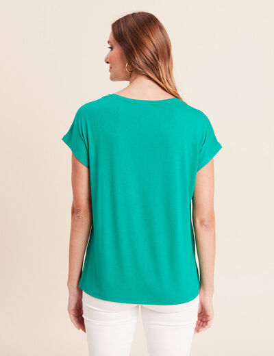 T-shirt bi-mati&egrave;re manches courtes vert menthe femme