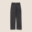 Jean droit taille haute long denim gris femme