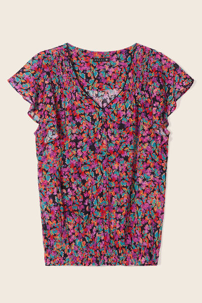 Blouse manches courtes multicolore femme