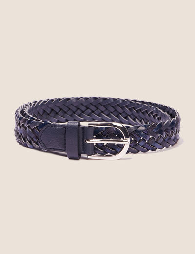 Ceinture tressée irisée bleu marine femme