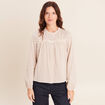 Chemise vichy manches longues col rond marron femme