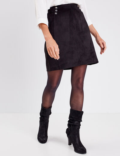 Jupe droite suédine noir femme