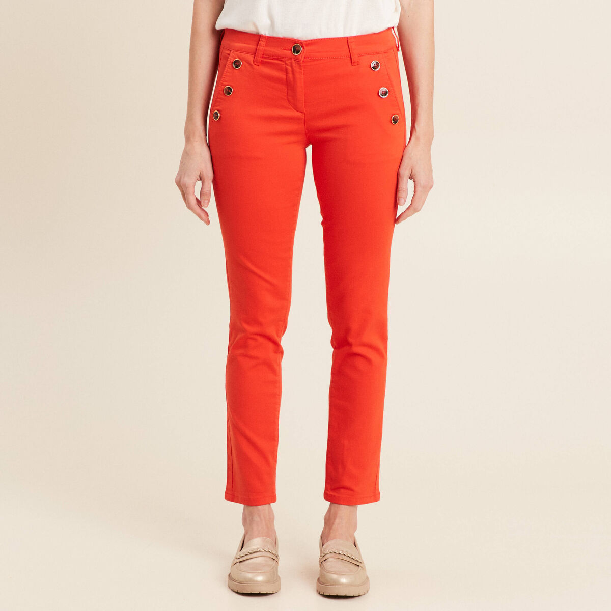 Pantalon ajusté 7/8ème orange foncé femme