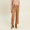 Pantalon aspect daim marron femme