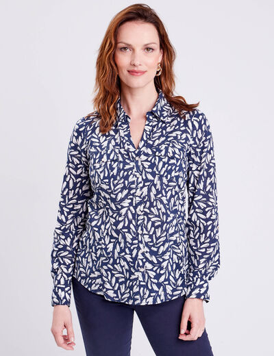 Chemise manches longues bleu foncé femme