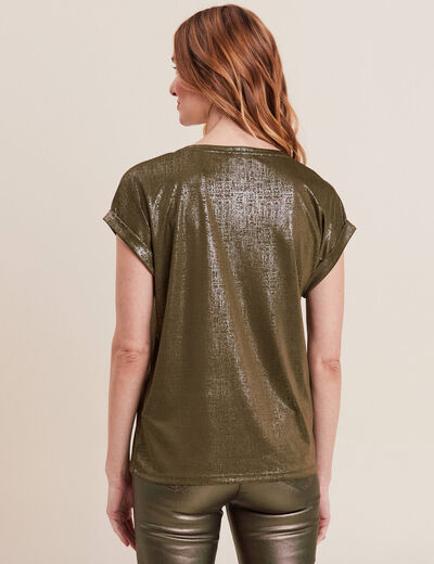 T-shirt manches courtes vert olive femme