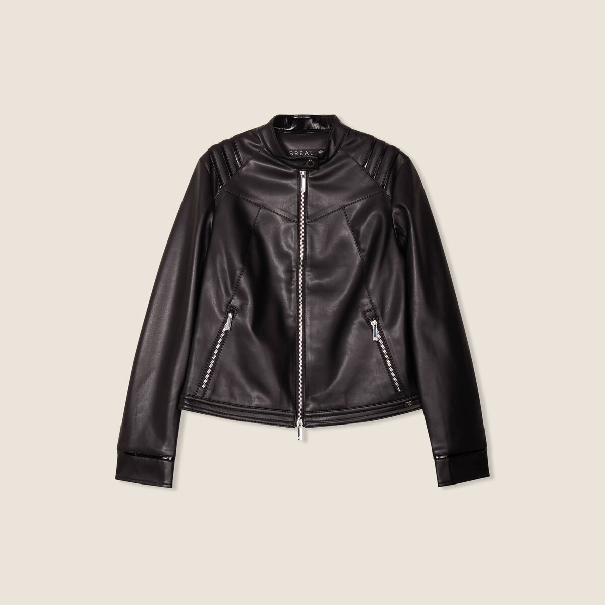Blouson simili cuir noir femme