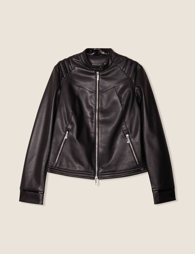 Blouson simili cuir noir femme