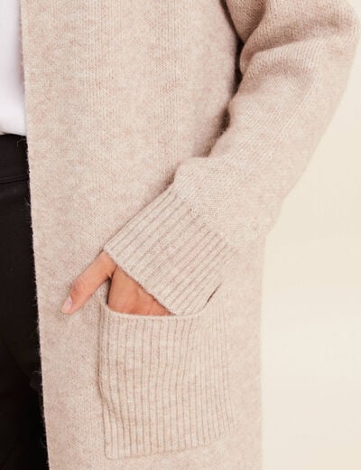 Gilet manches longues avec poches creme femme