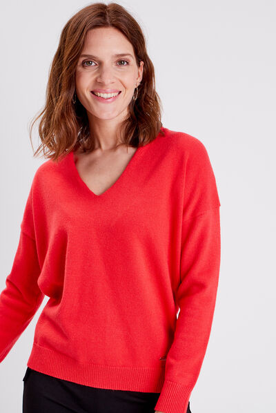 Pull manches longues rose femme