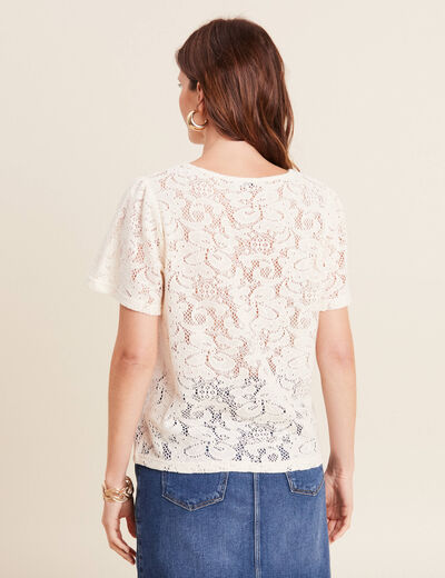 T-shirt manches courtes ecru femme