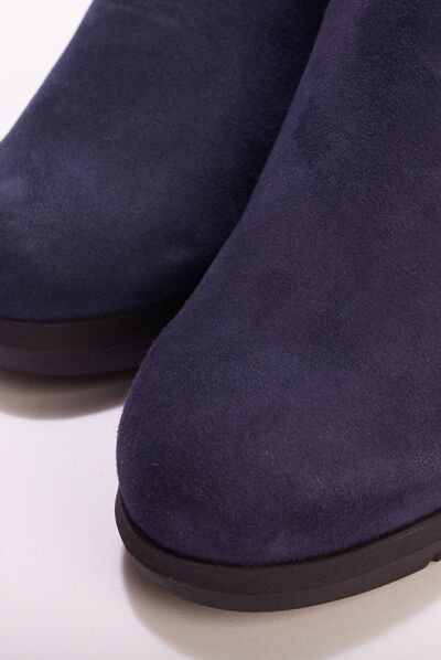 Bottines à talons en cuir bleu foncé femme
