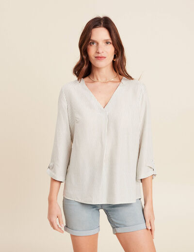blouse fluide manches 3/4 vert femme