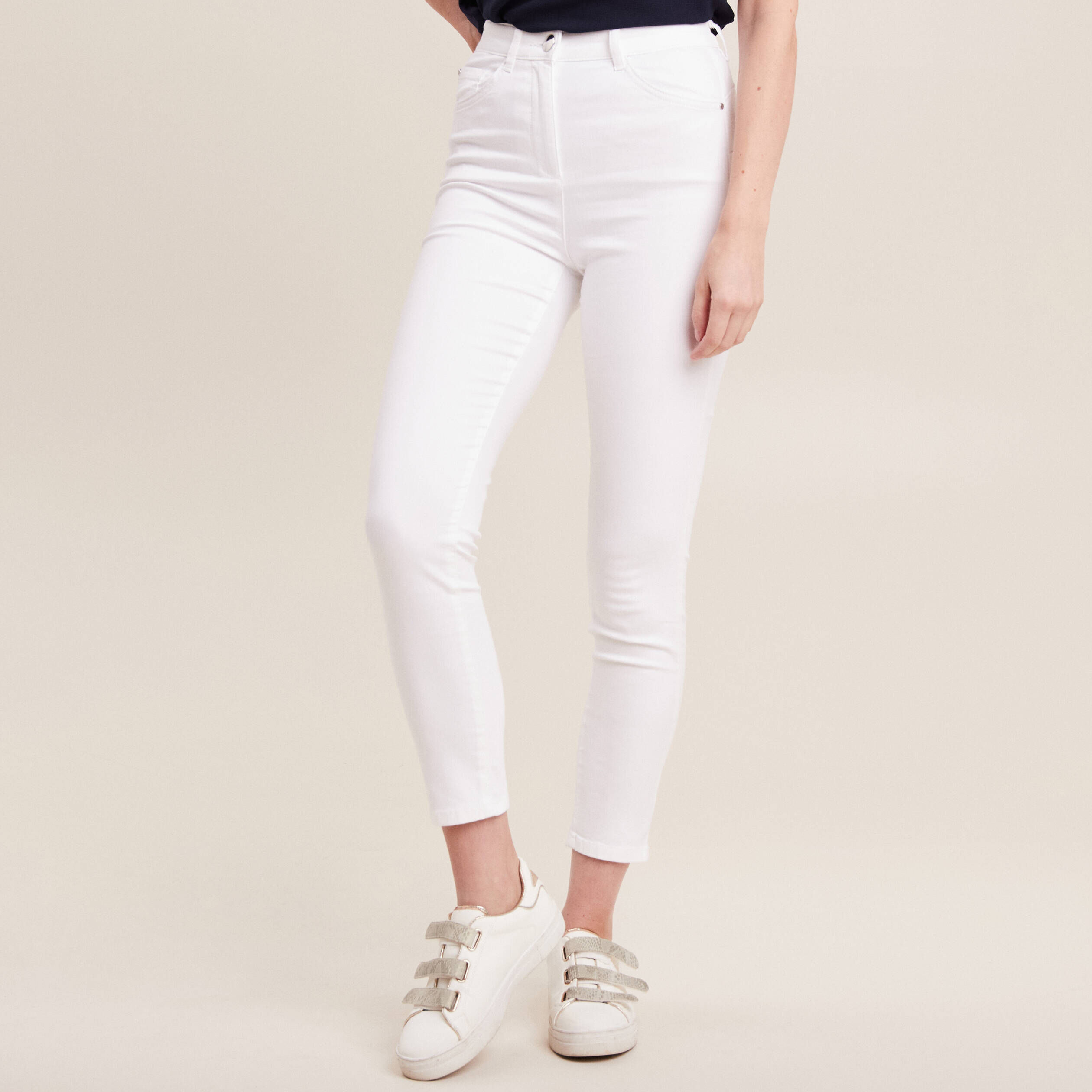 Pantalons taille haute femme Blanc Br al
