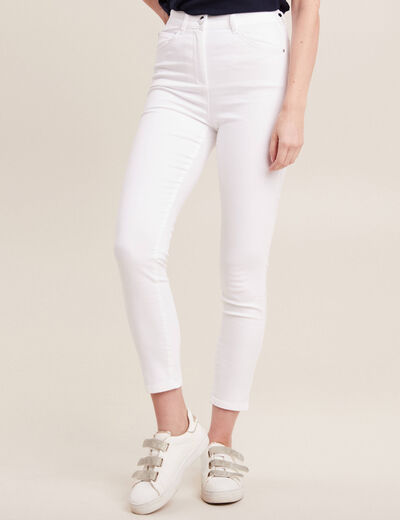 Pantalon léger taille haute 7/8ème blanc femme