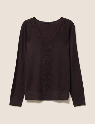 Pull manches longues marron foncé femme